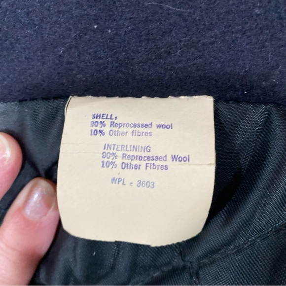 Vintage Men’s Heavy Wool Lined Pea Coat Double Breasted Brass/Plastic Buttons L - Picture 13 of 15